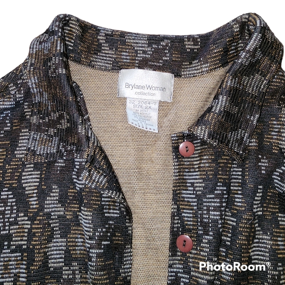Brylane Woman 2X multicolored button up